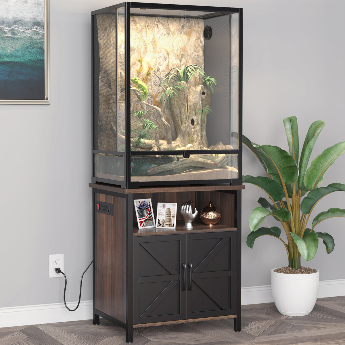 Terrarium Stand Reptile Tank Stand with Power Outlets for 24”Wx18