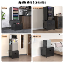 Load image into Gallery viewer, Mini Fridge Stand with Storage, Heavy Duty Mini Fridge Table with Rolling Cabinet
