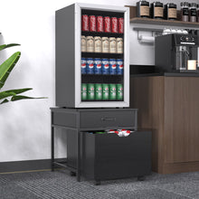 Load image into Gallery viewer, Mini Fridge Stand with Storage, Heavy Duty Mini Fridge Table with Rolling Cabinet