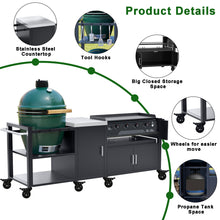 Load image into Gallery viewer, Outdoor Grill Cart for Large Big Green Egg and 28"/36" Blackstone Griddle