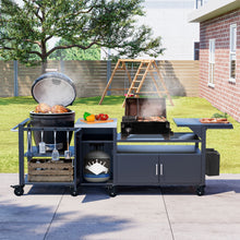 Load image into Gallery viewer, Outdoor Grill Cart for Large Big Green Egg and 28"/36" Blackstone Griddle