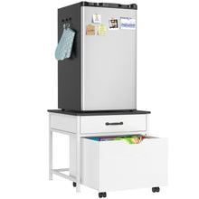 Load image into Gallery viewer, Mini Fridge Stand with Storage, Heavy Duty Mini Fridge Table with Rolling Cabinet