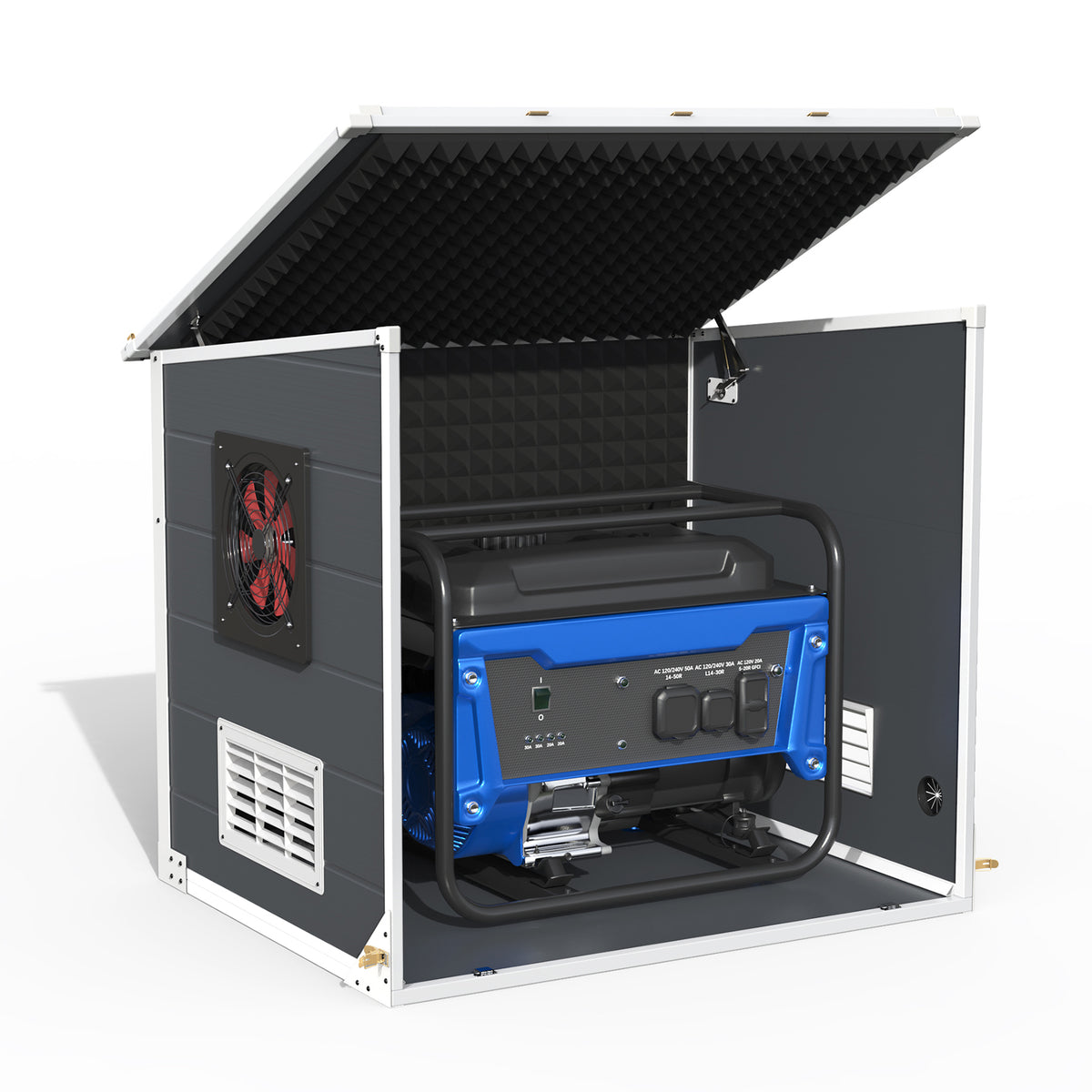 GDLF Generator Shed, Outdoor Generator Box with Cooling Fan