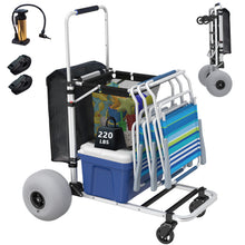 Load image into Gallery viewer, GDLF Foldable Beach Cart with Adjustable Handle and 12" Balloon Wheels, Heavy Duty Aluminum  220LBS Capacity