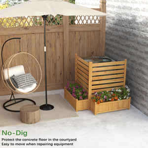 GDLF Air Conditioner Fence Outdoor Wood Privacy Screen with Planter Box No-Dig Kit（2 Panels）