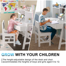 Load image into Gallery viewer, GDLF Kids Desk and Chair Set Adjustable Study Computer Desk Grow with Your Children Media Desk with Whiteboard for 5-12 Years Old