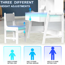 Load image into Gallery viewer, GDLF Kids Desk and Chair Set Adjustable Study Computer Desk Grow with Your Children Media Desk with Whiteboard for 5-12 Years Old