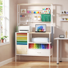Load image into Gallery viewer, GDLF Craft Storage Cabinet Compatible with Cricut Machines, Supports Simultaneous Use of 2 Cutting Machines & Printer, Large Craft Organizer with Drawer, Vinyl Roll Holder, Tool & Accessory Workspace
