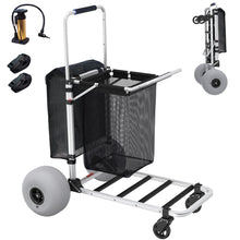 Load image into Gallery viewer, GDLF Foldable Beach Cart with Adjustable Handle and 12" Balloon Wheels, Heavy Duty Aluminum  220LBS Capacity