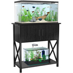 29 Gallon Aquarium Stand Metal Fish Tank Stand with Cabinet,30.7"L*12.6"W