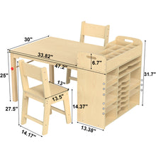 Load image into Gallery viewer, Kids Art Table and Chairs Set Craft Table with Large Storage Desk and Portable Art Supply Organizer for children ages 8-12, 47"L x 30"W