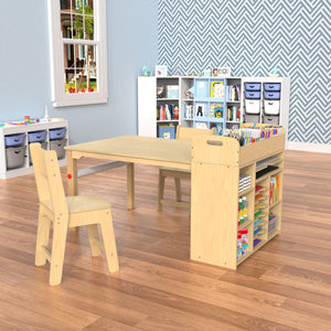 Kids Art Table and Chairs Set Craft Table with Large Storage Desk and Portable Art Supply Organizer for children ages 8-12, 47"L x 30"W