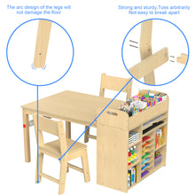 Load image into Gallery viewer, Kids Art Table and Chairs Set Craft Table with Large Storage Desk and Portable Art Supply Organizer for children ages 8-12, 47"L x 30"W