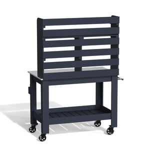 Jumbo Outdoor Solid Wood Patio Furniture Kitchen Island or Bar Cart, Dark Gray, 66.53"H