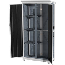 Load image into Gallery viewer, Outdoor Storage Cabinet Wood & Metal Garden Tool Shed Waterproof Sturdy 66" H