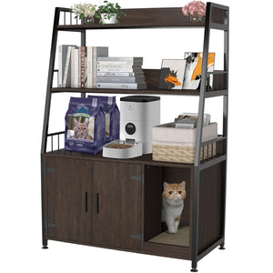 GDLF Large Hidden Cat Litter Box Enclosure Furniture with Shelf  Cat Washroom Storage with Scratch