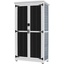 Load image into Gallery viewer, Outdoor Storage Cabinet Wood & Metal Garden Tool Shed Waterproof Sturdy 66" H