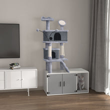 Load image into Gallery viewer, GDLF Cat Litter Box Enclosure Hidden Washroom with Cat Tower All-In-One Tree Condo Scratching Post