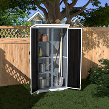 Load image into Gallery viewer, Outdoor Storage Cabinet Wood & Metal Garden Tool Shed Waterproof Sturdy 66" H