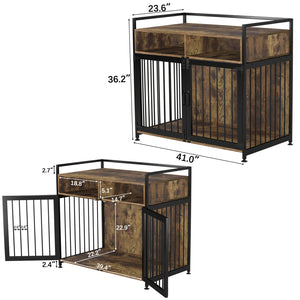 GDLF Large Dog Crate Furniture-Style Indoor Heavy Duty Kennel with Storage & Anti-Chew 41 inch