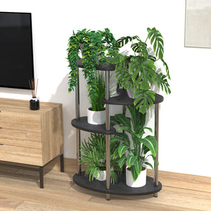 36" 4 Tiered Plant Stand Indoor Pot Planter Modern Accent Display Table, Oval Black