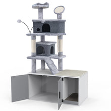 Load image into Gallery viewer, GDLF Cat Litter Box Enclosure Hidden Washroom with Cat Tower All-In-One Tree Condo Scratching Post