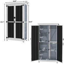 Load image into Gallery viewer, Outdoor Storage Cabinet Wood & Metal Garden Tool Shed Waterproof Sturdy 66" H