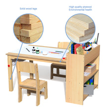 Load image into Gallery viewer, Kids Art Table and 2 Chairs, Wooden Drawing Desk, Activity &amp; Crafts, Children&#39;s Furniture, 42x23&quot;