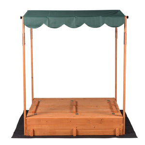 GDLF Wooden Outdoor Sandbox Convertible Canopy Covered Sand Box bench Seat Storage