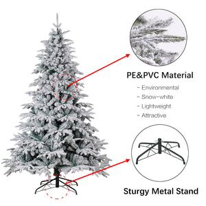 7FT Premium Snow Flocked Artificial Holiday Christmas Tree 1080 Tips White Xmas Tree
