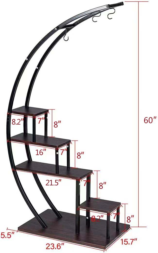 curved plant stand indoor GDLF 5 Tier Metal Plant Stand Indoor Curved Display Book Shelf Storage