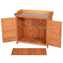Load image into Gallery viewer, GDLF Outdoor Garden Wood Storage Furniture Box Waterproof Tool Shed w/ Potting Bench