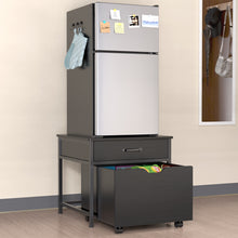 Load image into Gallery viewer, Mini Fridge Stand with Storage, Heavy Duty Mini Fridge Table with Rolling Cabinet