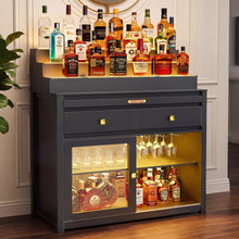 Load image into Gallery viewer, 39.4-Inch Home Bar Cabinet with 3-Tier LED-Lit Liquor Display, Black