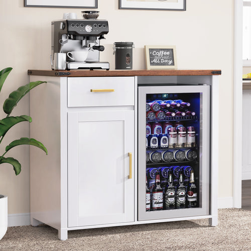 Coffee Bar with Mini Fridge Space, Mini Fridge Cabinet Stand for Dorm, Kitchen or Office