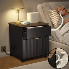 Load image into Gallery viewer, CPAP Nightstand with Drawer and Cabinet, Bedside CPAP Table with Side Access Panels