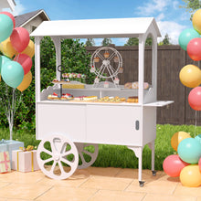 Load image into Gallery viewer, Candy Cart with Wheels for Party，Wood Dessert Cart with Storage Cabinet