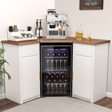 Load image into Gallery viewer, Corner Bar Cabinet with Fridge Space, Corner Coffee Bar Station for Home
