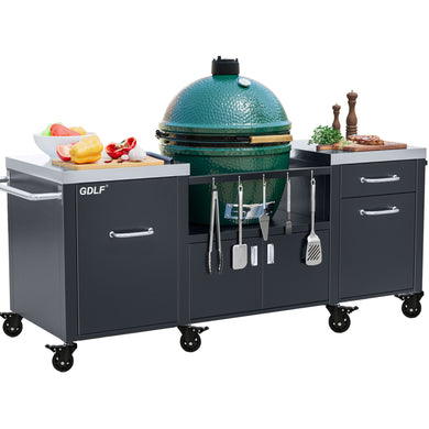 Outdoor Grill Table for 2XL Big Green Egg,Big Joe,Primo XL,Waterproof Cover Included