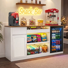 Load image into Gallery viewer, 70.1" Snack Bar Cabinet with Fridge Space for Home Theater with LED Lights, White