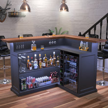 Load image into Gallery viewer, L Shaped Home Bar Cabinet with Fridge Space, Oversized Modern Basement Bar Table