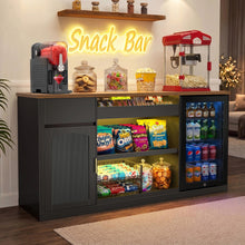 Load image into Gallery viewer, 70.1" Snack Bar Cabinet with Fridge Space for Home Theater with LED Lights, Black