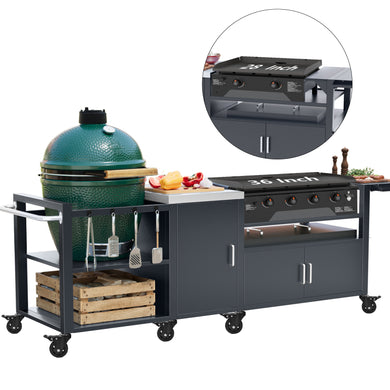 Outdoor Grill Cart for Large Big Green Egg and 28