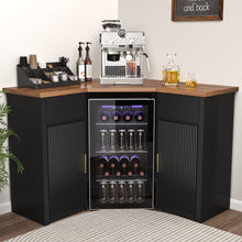 Load image into Gallery viewer, Corner Bar Cabinet with Fridge Space, Corner Coffee Bar Station