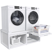 Load image into Gallery viewer, Washer Dryer Pedestals with Pull-Out Shelves for 24-Inch Sets, White