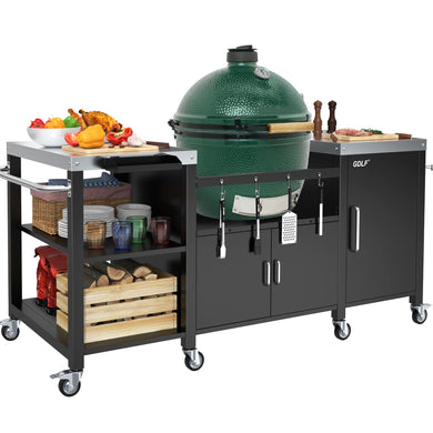 Grill Table, Metal Grill Cart Compatible with XL Big Green Egg,Big Joe,Primo XL