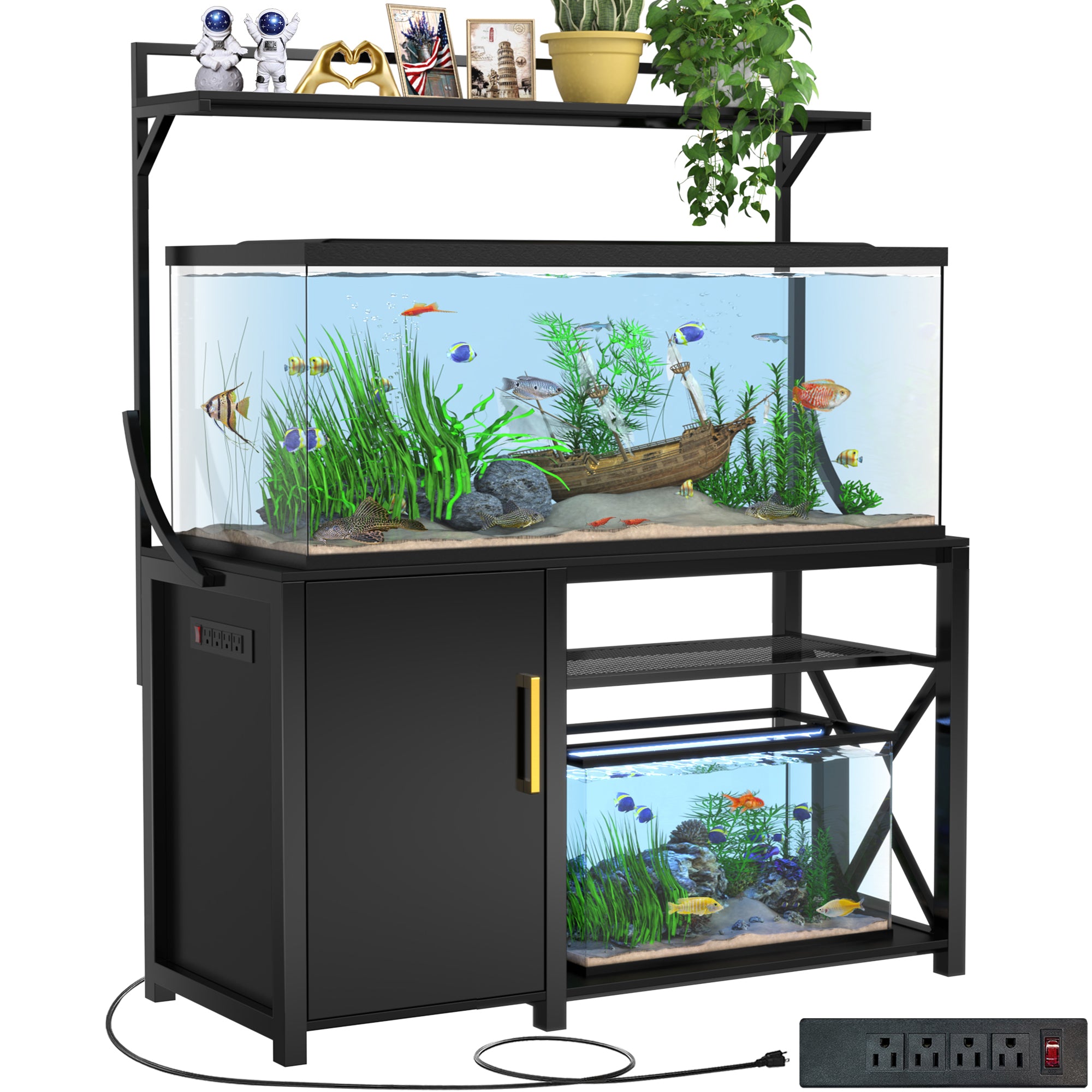 GDLF 55 75 Gallon Fish Tank Stand Metal Aquarium Stand with Power Outlet and Cabinet shopGDLF