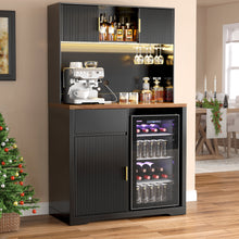 Load image into Gallery viewer, 72" Tall Bar Cabinet with Fridge Space, Fluted Coffee Liquor Hutch Cabinet with Storage