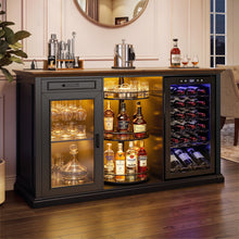 Load image into Gallery viewer, 60.2-Inch Home Bar Cabinet with Wine Fridge Space, Amber LED
