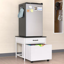 Load image into Gallery viewer, Mini Fridge Stand with Storage, Heavy Duty Mini Fridge Table with Rolling Cabinet